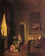 Madame de Vaugelas, Marquise de Marniolas and Her Children in an Interior - Michel Philebert  Genod