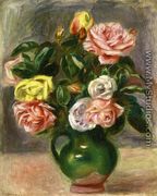 Bouquet of Roses in a Green Vase - Pierre Auguste Renoir