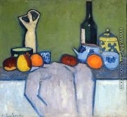 Still Life with Fruit, Figurine and Bottle - Alexei Jawlensky
