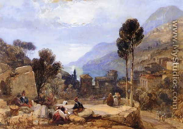 View of Mount Etna from Taormina, Sicily - William Clarkson  Stanfield