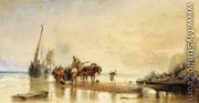 Figures Unloading Fishing Boats on Shore - George Howse