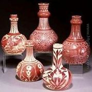 A Group of Ruby Lustre Vases - William Frend De Morgan