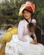 Young girl in a punt - Arthur Hacker