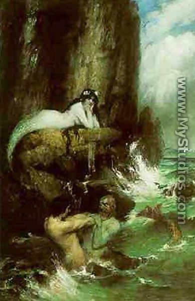 Tritons being watched by a Nereid - Ferdinand Leeke