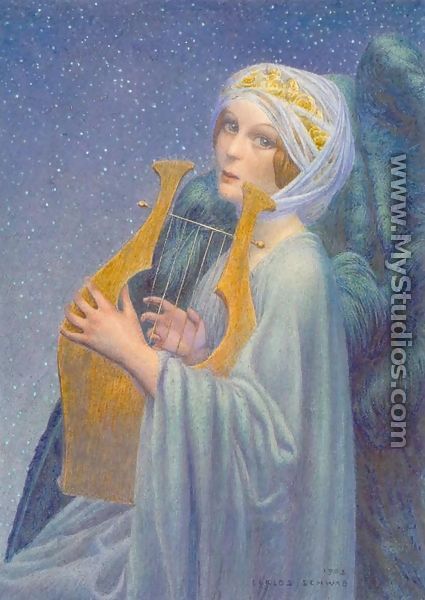 Woman with the lyre - Carlos Schwabe