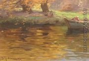 Autumn Landscape on the Riverside - Roman Kochanowski