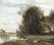 Le pecheur à la ligne. Souvenir des Marais du Nord - Jean-Baptiste-Camille Corot