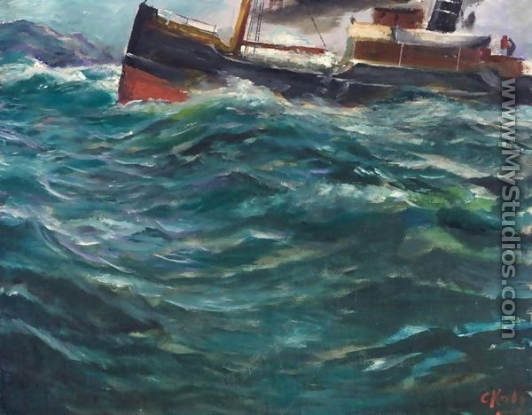 Ship in Stormy Weather (Skip i stormvær) - Christian Krohg