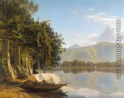 Lake Lugano at Pont Tresa (Lugano søen ved Pont Tresa) - Janus Andreas Bartholin La Cour