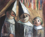 Three Children Under the Flags (Trois enfants sous les petits drapeaux) - Tadeusz Makowski