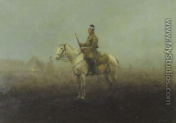 Guard in the Fog (Wachposten im Nebel) - Antoni Piotrowski