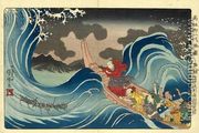 In the Waves at Kakuda on the Way to Sado Island (Sashu ryukei kakuda nami daimoku) - Utagawa Kuniyoshi