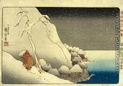 In the Snow at Tsukahara Island on Sado Island (Sashu Tsukahara setchu) - Utagawa Kuniyoshi