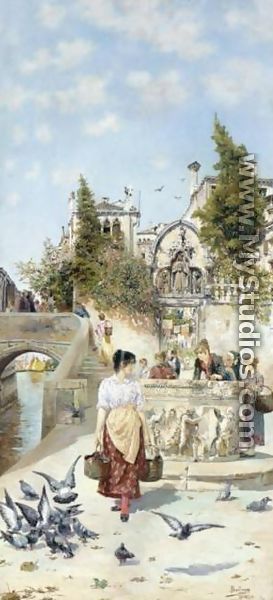 The Water-Carrier, Venice (La aguadora, Venecia) - Jose Gallegos Y Arnosa