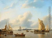 River Landscape with Sailing Vessels - Petrus Jan Schotel