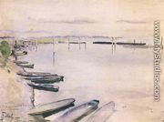 Boats on Banks of Vistula River - Julian Falat
