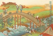 People Crossing an Arched Bridge (Ariwara no Narihira) - Katsushika Hokusai