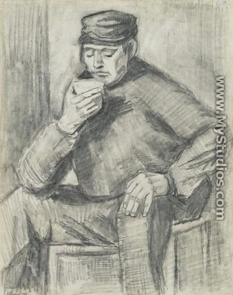 Homme buvant une tasse de cafe - Vincent Van Gogh