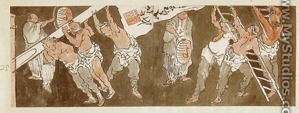 Banner Raising - Katsushika Hokusai