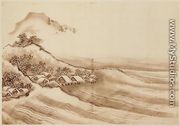 Landscape with a Seaside Village - Katsushika Hokusai