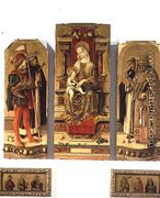 Madonna and Child enthroned with SS. Peter, Peter the Martyr (c.1205-52) Dominic and George - Carlo Crivelli