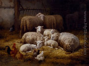 Sheep And Chickens In A Farm Interior - Theo van Sluys
