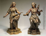 Oriental Women: A Pair Of Bronzes - Emile Coriolan Hippolyte Guillemin
