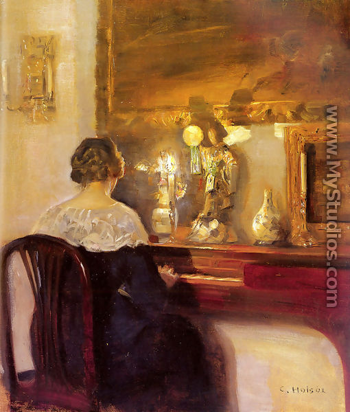 A Lady Playing the Spinet - Carl Vilhelm Holsoe