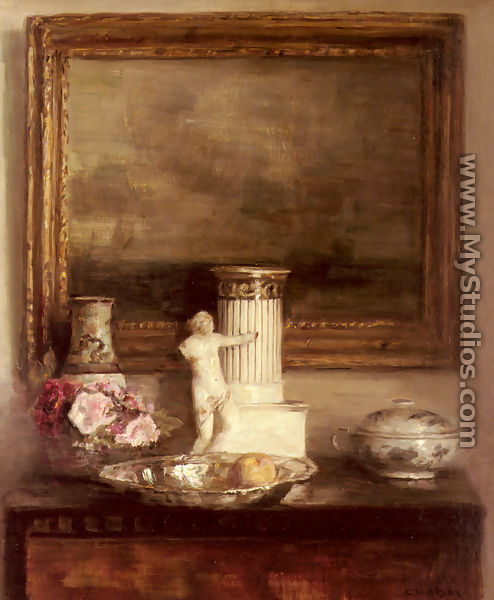 Still Life with Classical Column and Statue - Carl Vilhelm Holsoe