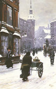 A Street Scene In Winter, Copenhagen - Paul-Gustave Fischer