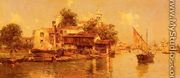 A Boathouse in Venice - Antonio Maria de Reyna