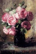 Pink Roses In A Vase - Frans Mortelmans