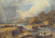 Clivedon from Cookham Weir, a horse-ferry in the foreground - William of Eton Evans