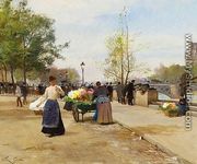 The Flower Sellers by the Pont du Louvre - Victor-Gabriel Gilbert