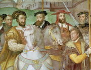 Detail from The Solemn Entrance of Emperor Charles V (1500-58), Francis I (1494-1547) and Alessandro Farnese (1546-92) to Paris in 1540, from the Sala dei Fasti Farnese, 1557-66 - Taddeo Zuccaro
