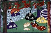 Scene from the 1st act of a kabuki play, 'Kanadehon Chushingura', a tale of revenge based on the forty seven ronin incident of 1703, c.1870 - Utagawa Yoshitora