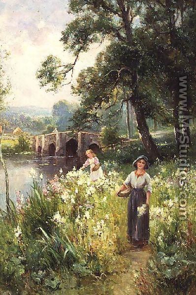 Picking Flowers by the River - Ernst Walbourn