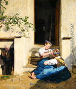 Girls making garlands, 1846 - Ferdinand Georg Waldmuller