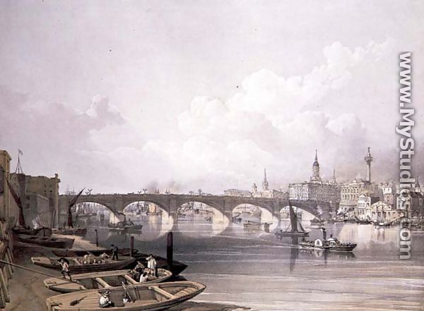 London Bridge, from above the bridge, engraved by William Simpson (1823-99), pub. 1852 by Lloyd Bros. & Co. - Edmund Walker
