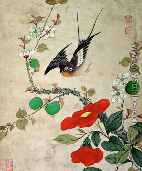 One of a series of paintings of birds and fruit, late 19th century 3 - Guoche Wang