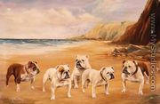A Quintet of Bulldogs on a Beach - Binks, R. Ward