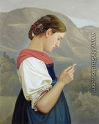 Tyrolean Girl Contemplating a Crucifix, 1865 - Friedrich Wasmann