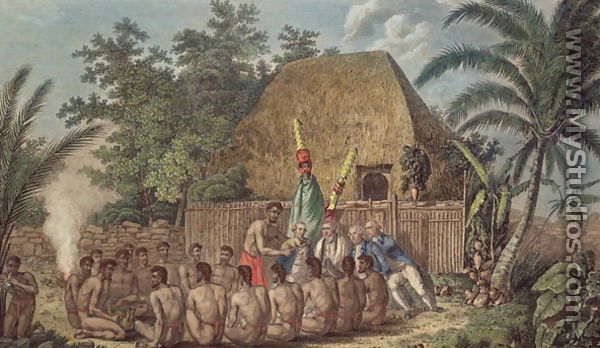 An Offering before Captain Cook in the Sandwich Islands, plate 60 from 