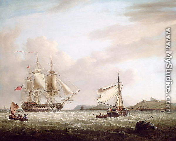 An English Man-of-War off Pendennnis Castle, Falmouth 1801 - George Webster