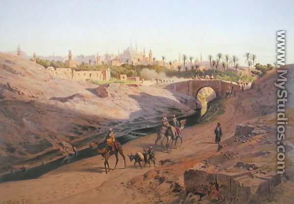 A view of Cairo from the north with the White Mosque, one of 24 illustrations produced by G.W. Seitz, printed c.1873 - Carl Friedrich H. Werner