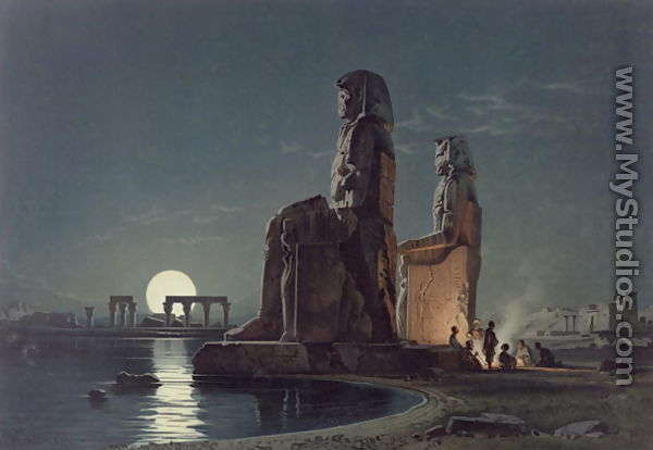 The Colossi of Memnon, Thebes, one of 24 illustrations produced by G.W. Seitz, printed c.1872 - Carl Friedrich H. Werner