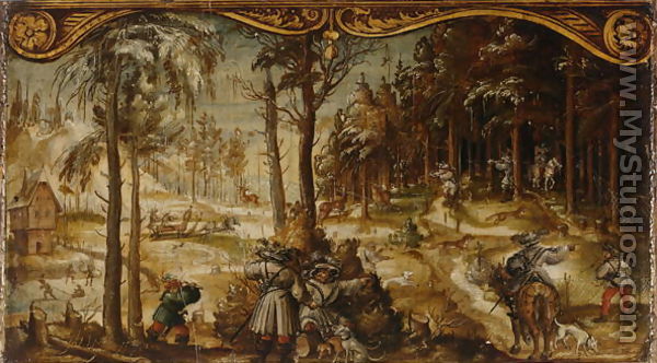 Fox and Stag Hunt in the Winter, c. 1525-26 - Hans Wertinger