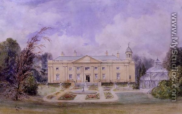 A Classical Country House with Formal Garden and Conservatory, 1857 - Edward West