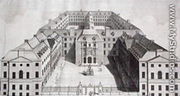 Birds-eye View of Guys Hospital, Southwark, with Figures in the Courtyard, engraved by William Henry Toms, c.1756 - Robert West