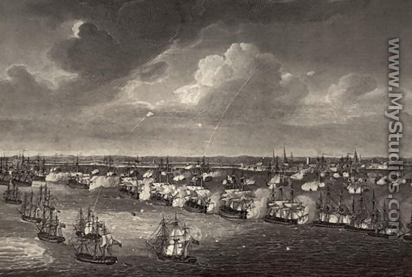 The Battle of Copenhagen in 1801, illustration from 
